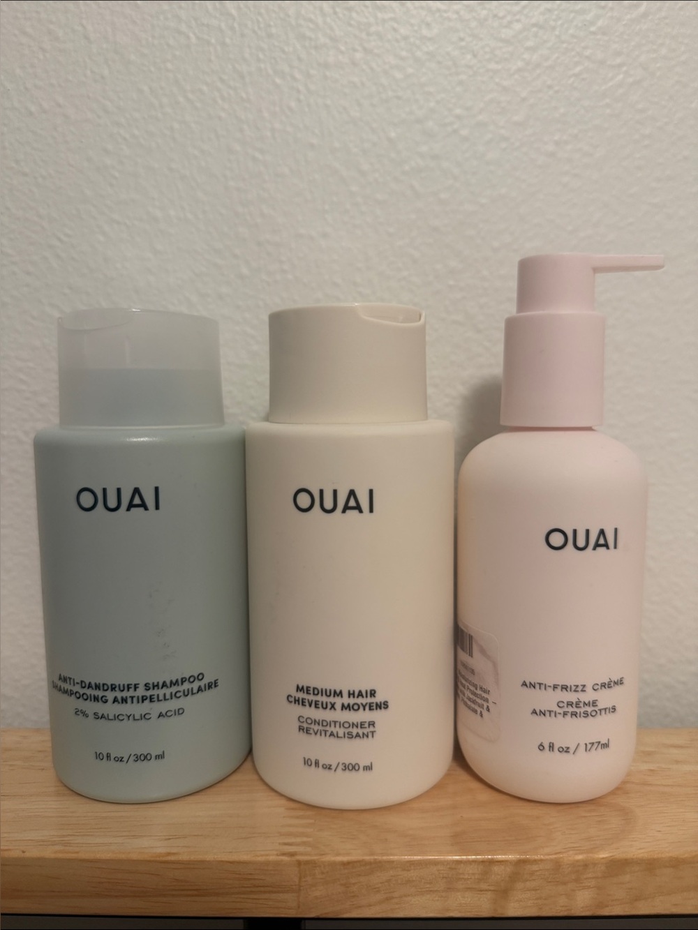 QUAI Bundle Anti-Dandruff Shampoo, Medium Hair Conditioner, & Anti-Frizz Crème